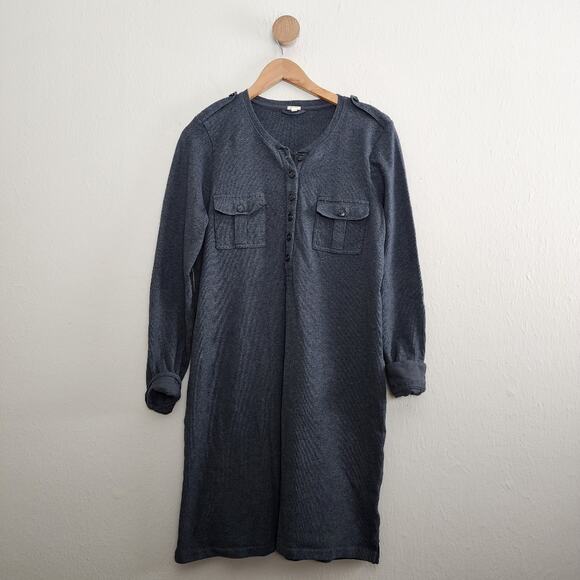 J. Crew Dresses & Skirts - J. Crew Charcoal Dark Gray Long Sleeve 100% Cotton Shirt Dress